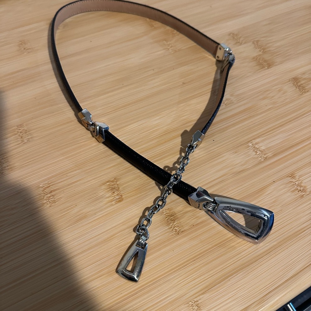 Brighton Black Leather Belt with Silver Buckle and accents